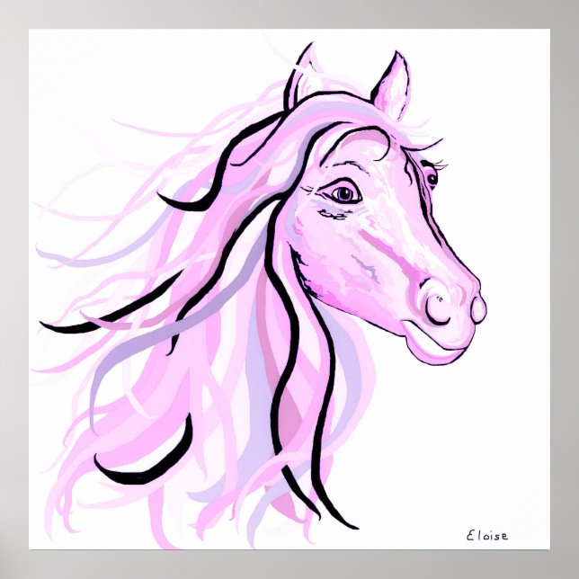 Hübsch Pink Pony Poster (Vorne)