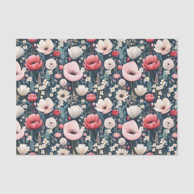 Hübsch Pink Poppies Seidenpapier (Vorderseite)
