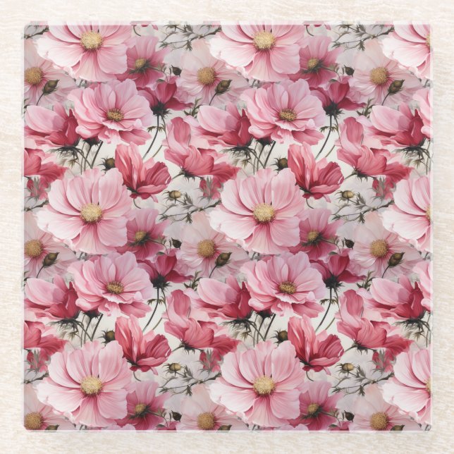 HÜBSCH PINK POPPY ANEMONE BLUME GLASUNTERSETZER (Vorderseite)