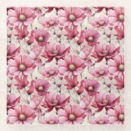 HÜBSCH PINK POPPY ANEMONE BLUME GLASUNTERSETZER