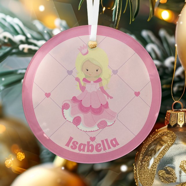 Hübsch Pink Princess Custom Blonde Girl Weihnachte Ornament Aus Glas (Von Creator hochgeladen)