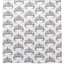 Hübsch Pink Princess Party Silver Tiara Crown Duschvorhang