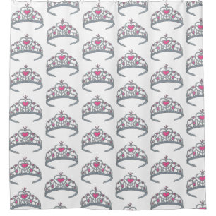 Hübsch Pink Princess Party Silver Tiara Crown Duschvorhang