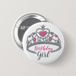 Hübsch Pink Princess Tiara Geburtstagsparty Girl Button