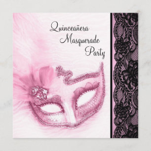 Hübsch Pink Quinceanera Masquerade Party Einladung