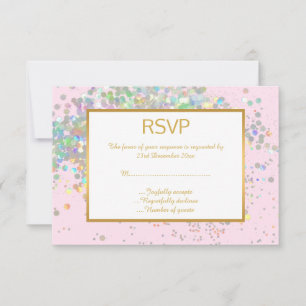 HÜBSCH PINK RAINBOW HOLOGRAPHISCHE SPOT-UAWG RSVP KARTE