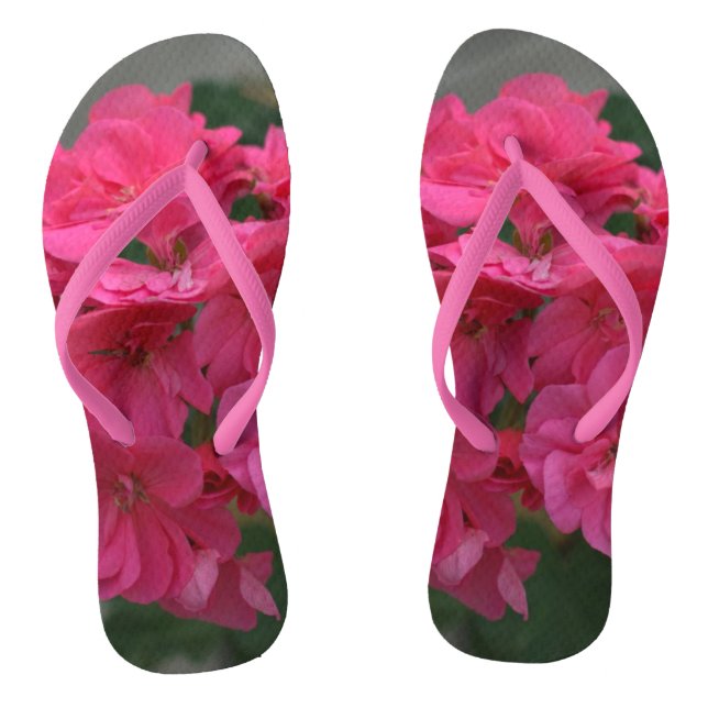 Hübsch Pink Rose Geranium Flip Flops (Fußbett)