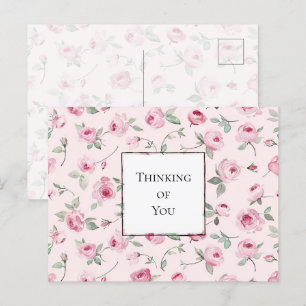 Hübsch Pink Roses Blumendenken Postkarte