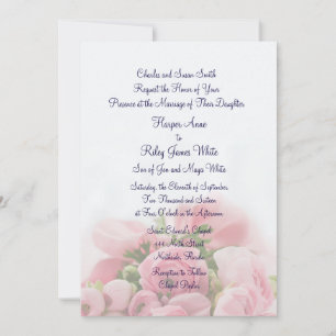 Hübsch Pink Roses Bouquet Einladung zur Hochzeit