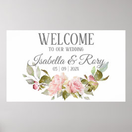 Hübsch Pink Roses Bouquet Wedding Poster