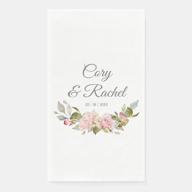 Hübsch Pink Roses Bouquet Wedding Serviette (Vorderseite)