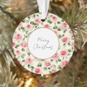 Hübsch Pink Roses Weihnachten Ornament