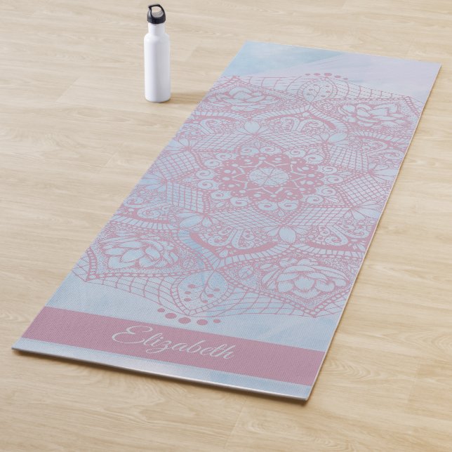 Hübsch Pink Sacro Lotus Blume Blossom Mandala Yogamatte (Beispiel)