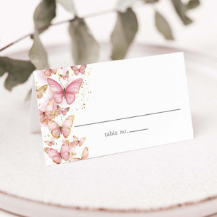 Hübsch Pink Schmetterlinge Sweet 16 Quince Geburts Platzkarte