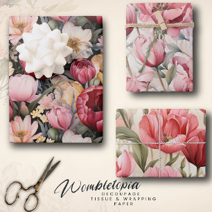 Hübsch Pink Tulip Garden   Aquarellfarben Geschenkpapier Set