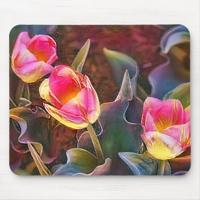 Hübsch Pink Tulips Art Mouse Pad Mousepad (Vorne)