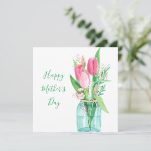 Hübsch Pink Tulips Bouquet Muttertagskarte Karte