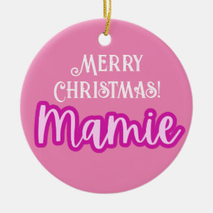 Hübsch Pink Typografie Frohe Weihnachtsmamie Keramik Ornament
