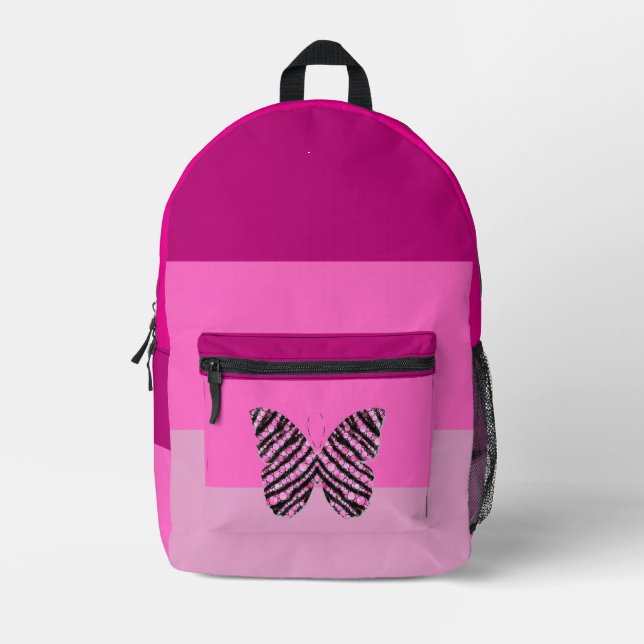 Hübsch Pink und Lila Butterfly Girl Bedruckter Rucksack (Vorderseite)