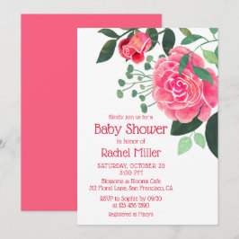 Hübsch Pink Watercolor Blumenspülung Dusche Einladung