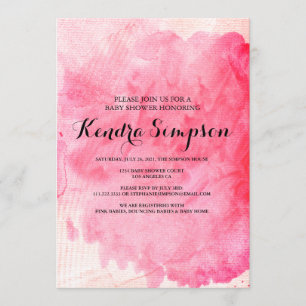 Hübsch Pink Watercolor Kinderdusche Einladung