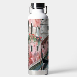 HÜBSCH PINK WATERCOLOR VENEDIG KANAL MIT BLUME TRINKFLASCHE