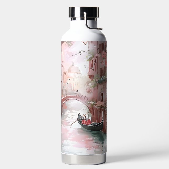 HÜBSCH PINK WATERCOLOR VENICE ITALIEN KANAL TRINKFLASCHE (links)