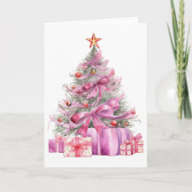 Hübsch Pink Watercolor Weihnachtsbaum