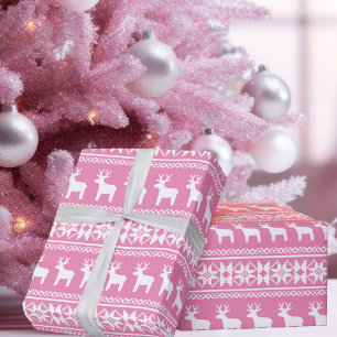 Hübsch Pink Weihnachten Hirsch Schneeflocke Muster Geschenkpapier