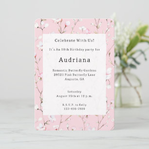 Hübsch Pink White Floral Geburtstag Einladung