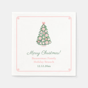Hübsch Pink White Holiday Tree Weihnachten Party Serviette