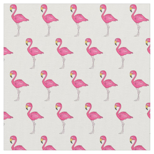 Hübsch Pink White Tropical Island Bird Flamingos Stoff (Nahaufnahme)