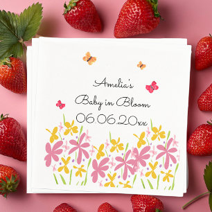 Hübsch Pink Wildblume Baby in Bloom Personalisiert Serviette