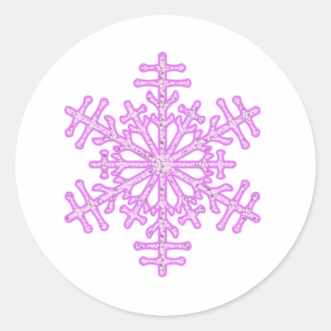 Hübsch Pink Winter Weihnachten Schneeflocke Runder Aufkleber (Vorderseite)