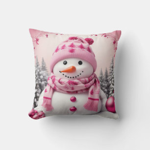 Hübsch Pink Xmas Snowman Kissen