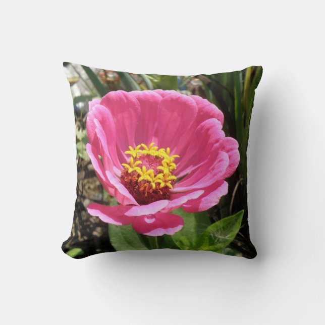 Hübsch Pink Zinnia Kissen (Vorderseite)