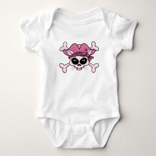 Hübsch Pirate Kitty Skull Baby Strampler (Vorderseite)