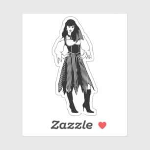 Hübsch Pirate Lady Fantasy Original nautische Kun Aufkleber