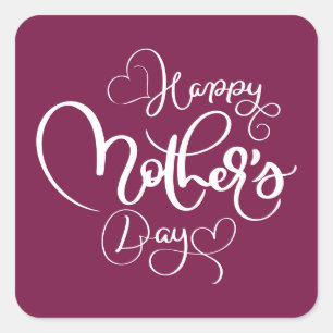 Hübsch Plum Lila glücklicher Muttertag Quadratischer Aufkleber