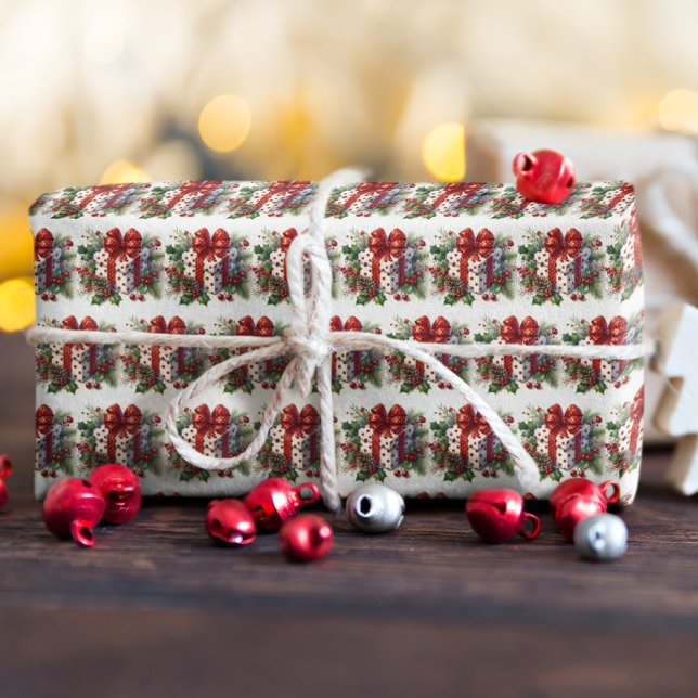 Hübsch Polka Dot Coquette Bow Weihnachten Geschenkpapier (Von Creator hochgeladen)