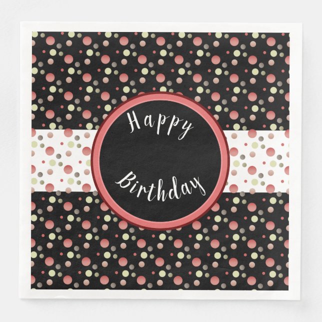 Hübsch Polka Dot Happy Birthday Paper Napkins Serviette (Vorderseite)