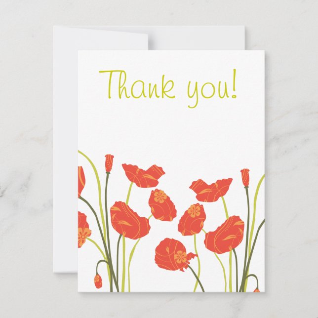 Hübsch Poppies Danke Notecard RSVP Karte (Vorderseite)