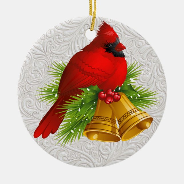 Hübsch Red Bird Keramik Ornament (Vorne)