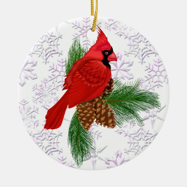 Hübsch Red Bird Keramikornament (Vorne)