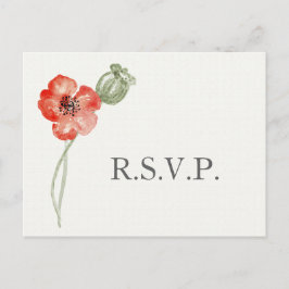 Hübsch Red Poppies Moderne Blumenhochzeit Rsvp Einladungspostkarte