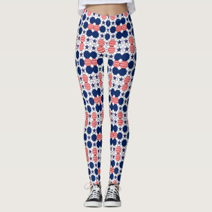Hübsch Red White Blue Star Muster Leggings