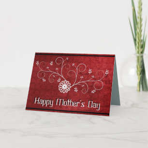Hübsch Red White Floral Happy Mother Day Card Feiertagskarte