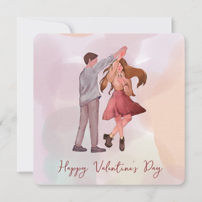 Hübsch Romance Dancing Couple Valentine's Day Card Karte (Vorderseite)