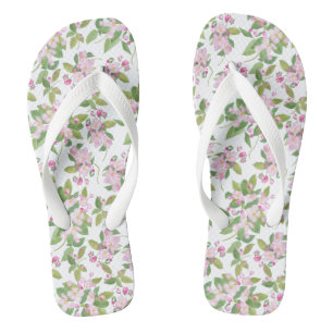 Hübsch rosa Apfelblüte im weißen Hintergrund Flip Flops