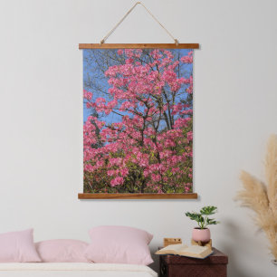 Hübsch rosa Azaleen Wandteppich Mit Holzrahmen